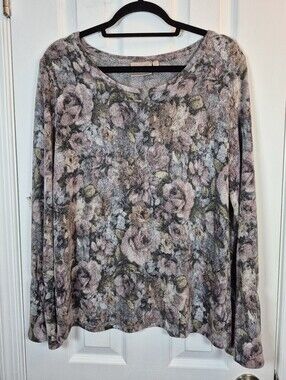 Dantelle Rose Print Bell Sleeve Top Whimsigoth Cottagecore Romantic Spring M